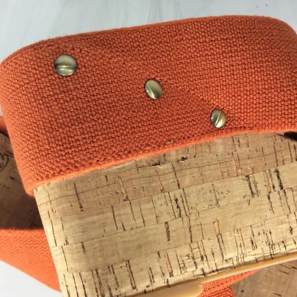 Lucky Brand Miller 2 Platform Wedge Cork Orange Tangerine Sandals Heels 9.5 M - Picture 8 of 10